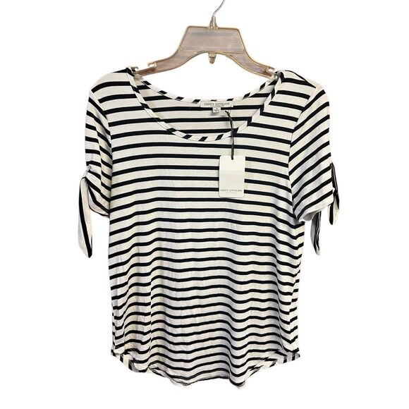 Green Envelope Tye Sleeve Top Sz S Black/White NWT - Picture 1 of 5